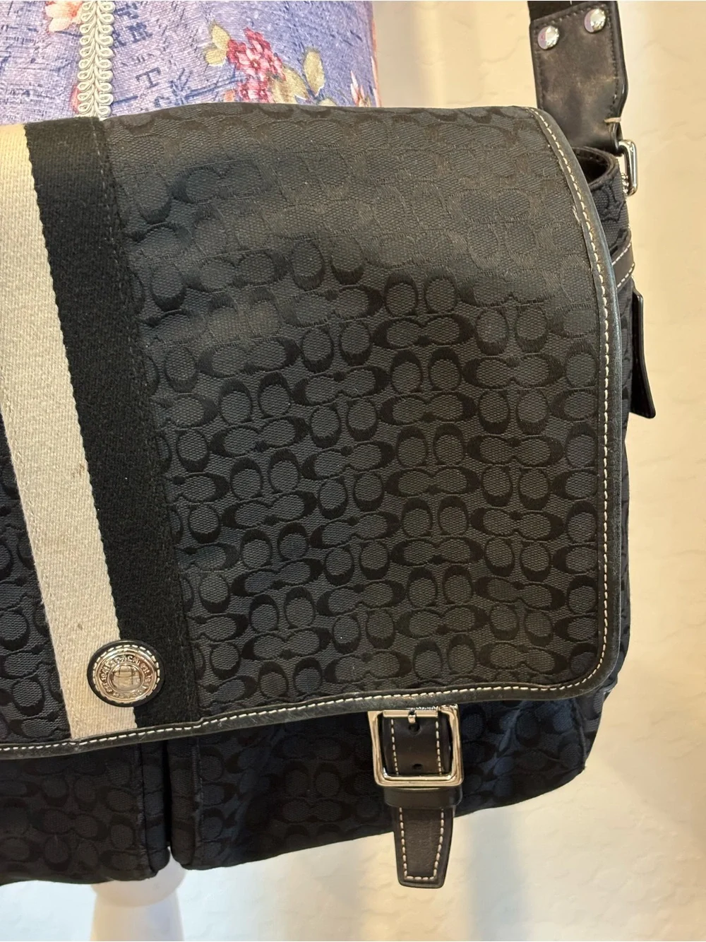 Coach Black Voyager Monogram Canvas Crossbody Messenger Bag